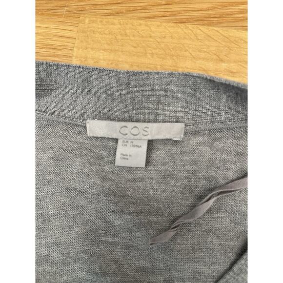 COS Cardigan Sweater Womens Size M Grey Silk Cotton Boyfriend Knit Minimalist - Picture 4 of 7